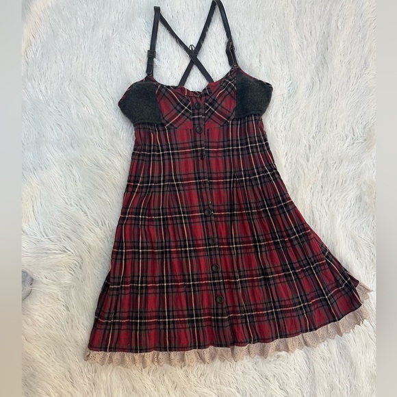 Free People Open Road Red Plaid Dress 12 NWT plus - Picture 6 of 15